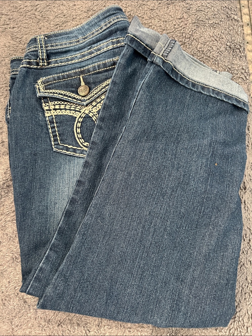 Earl Jeans Dark Blue Cropped Bootcut with Embroidered Back Pocket